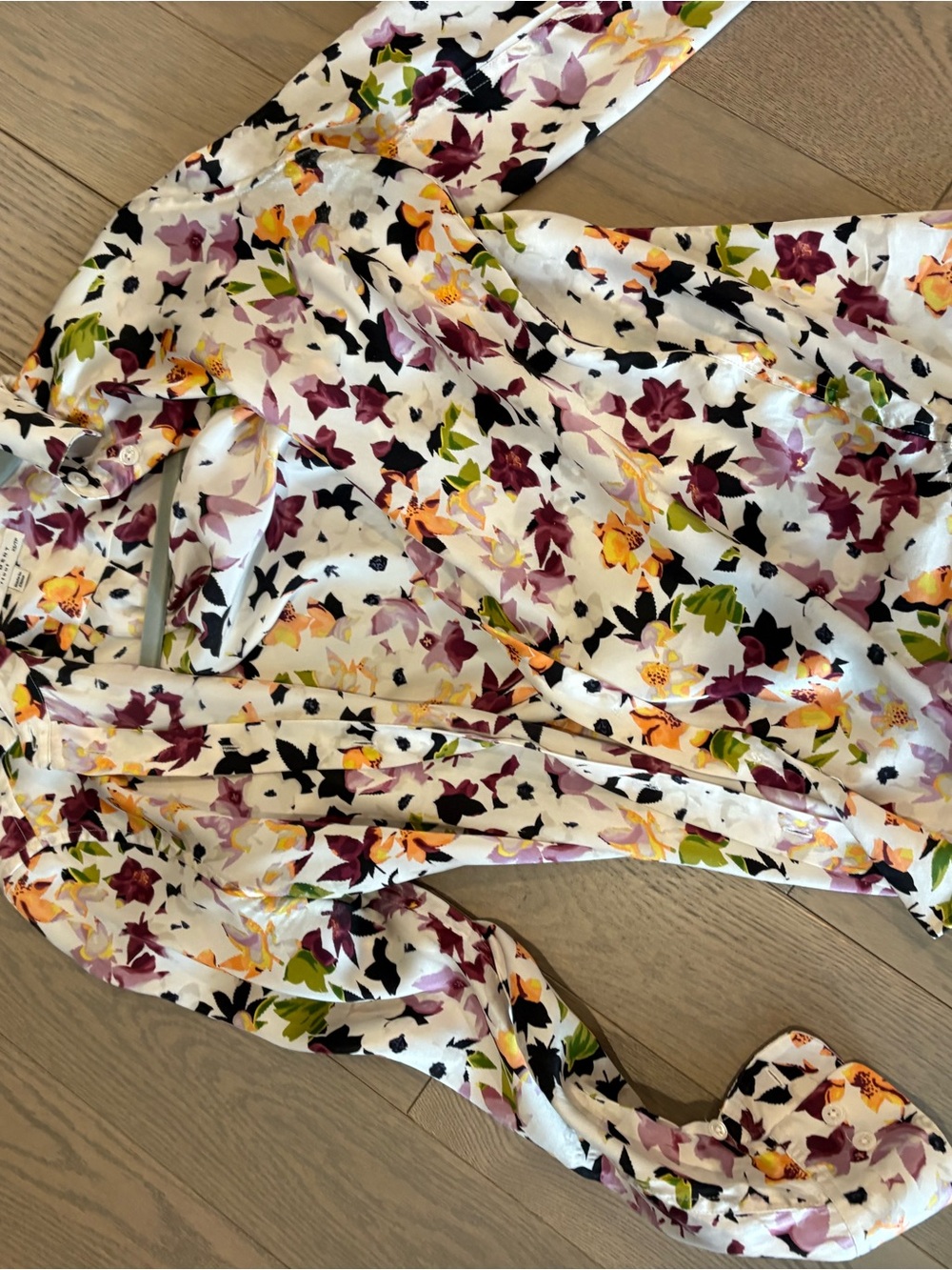 Equipment White Maxi Skirt with Purple, Yellow & Green Floral Print